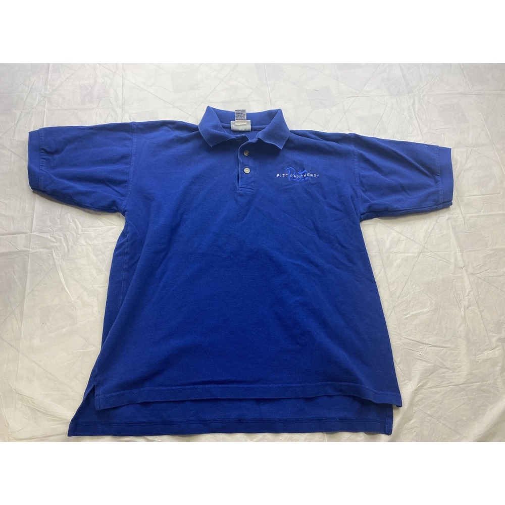 Vintage University of PITTSBURGH PITT Polo Shirt Size Medium  Short Sleeve Blue